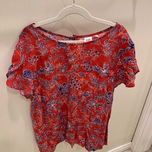 GAP Women's Red Floral Top